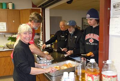 Chefs serving dinner