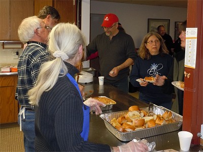 Chefs serving dinner