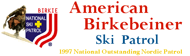 The logo shown beside the NSP emblem depicts the rescue of an infant Scandinavian king by a Birkebeiner circa 1200AD. Click to display the historical account in a new window.