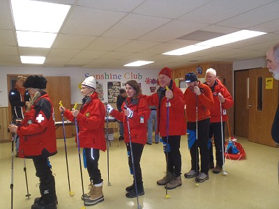 Birkie Patrollers checking in at the registration table