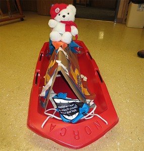 Birkie Patrollers claim spaces to sleep in the Hayward Middle School Library